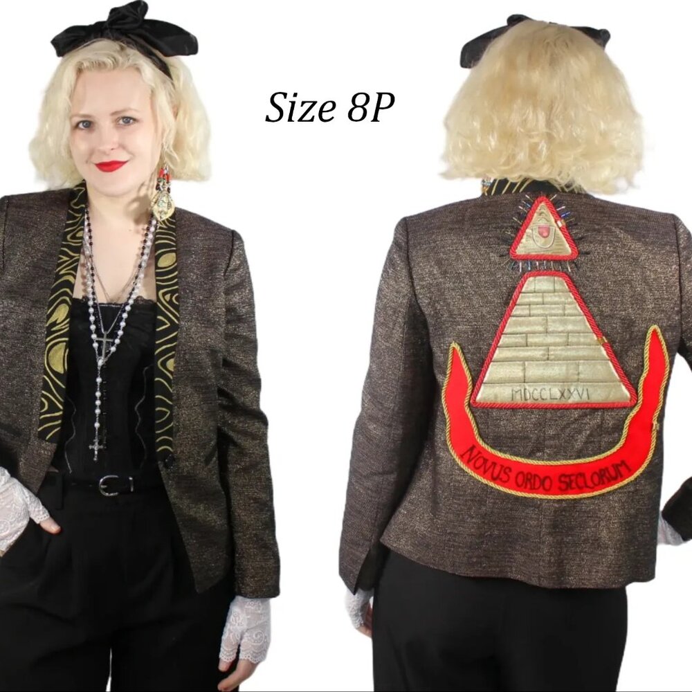 Desperately Seeking 80s Pyramid Style Size 8P Metallic Gold Susan Jacket